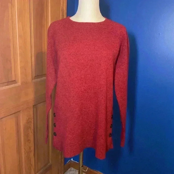 Pendleton 100% lambs wool red and black tunic sweater. Size small - Picture 1 of 7